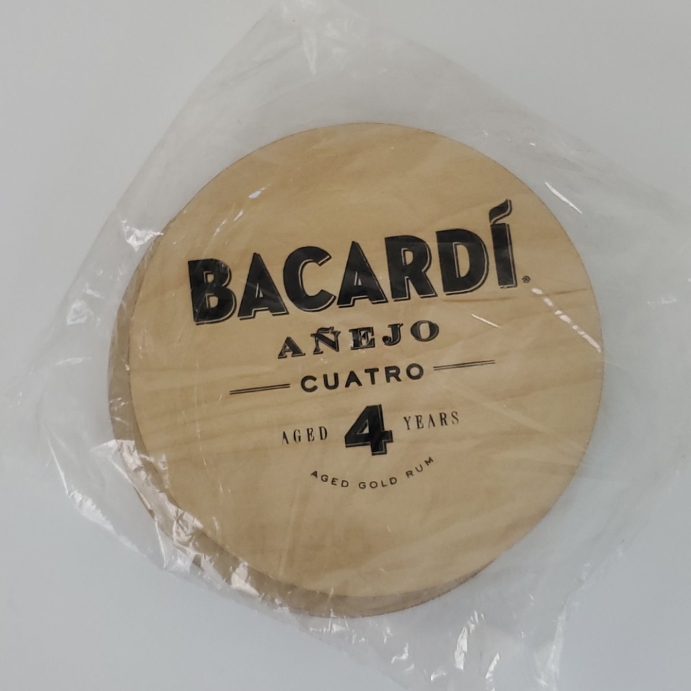 Bacardi Anejo 4 Bacardi Reserva 8 Wood Coasters
